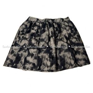 MICHAEL Michael Kors Metallic Silver Gray & Navy Blue Print Pleaded A Line Skirt